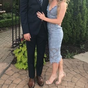 Lace Midi Dress in Blue